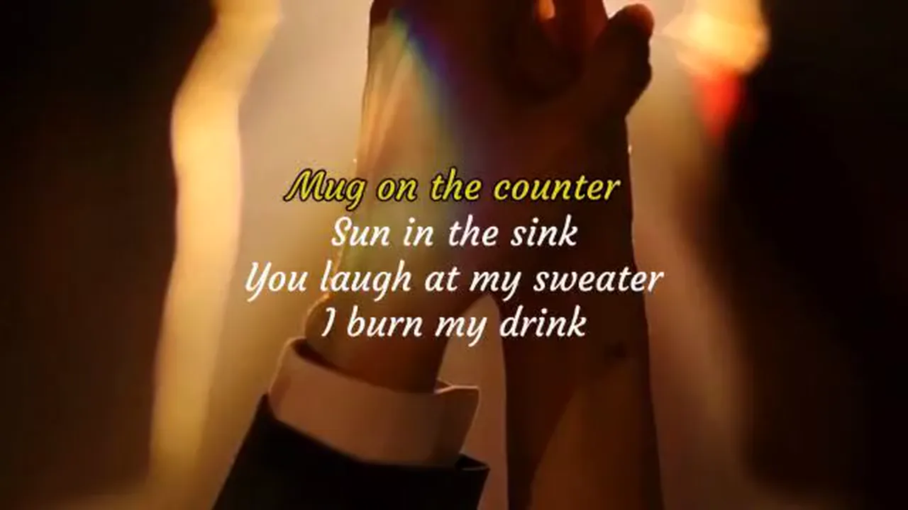 Lyrics over a warm photographic background